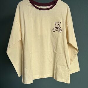 Zara Kids Cream Long Sleeve Tee with Bear Patch